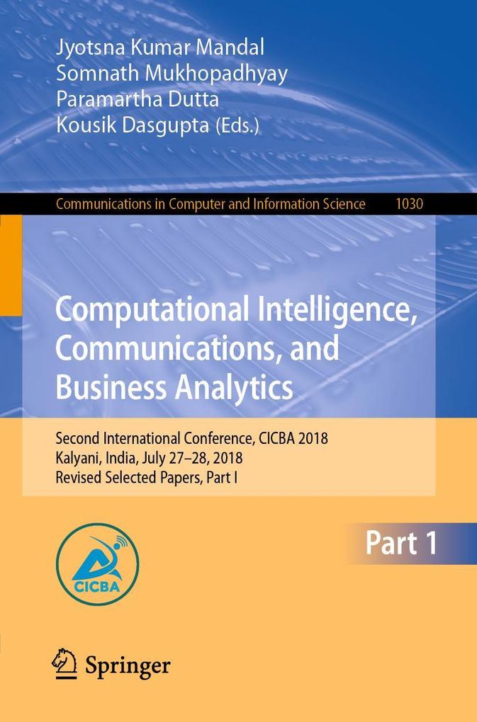 Computational Intelligence Communications and Business Analytics