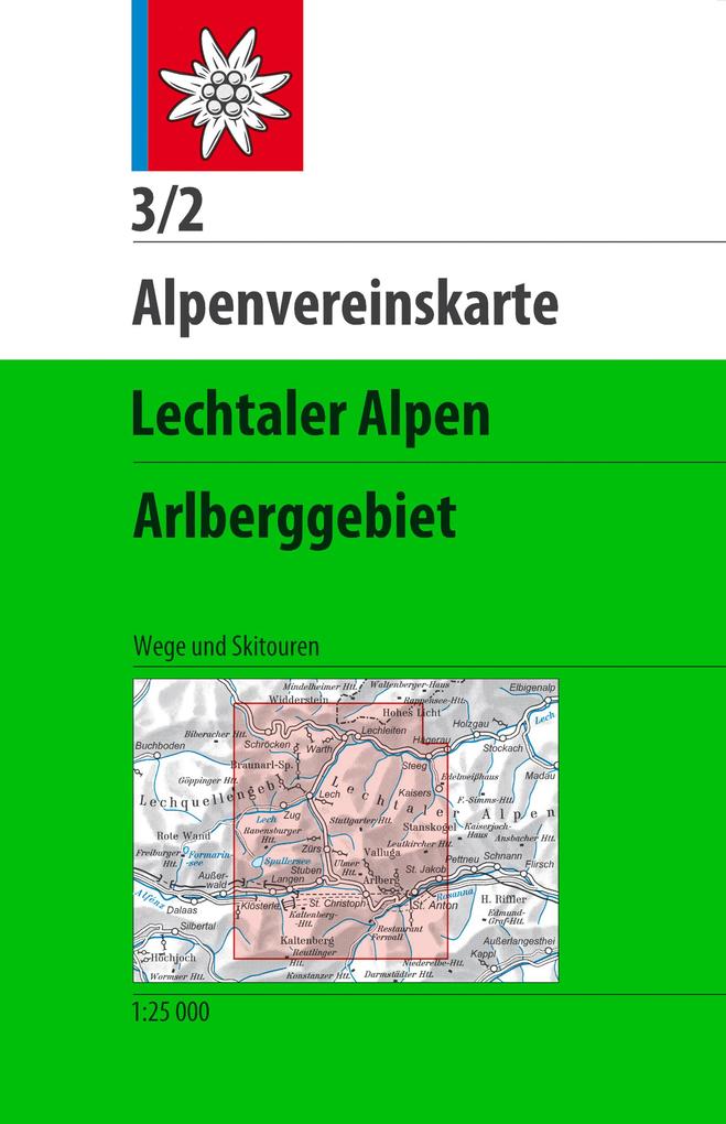 Alpenvereinskarte Blatt 3/2 Lechtaler Alpen Arlberggebiet 1 : 25 000