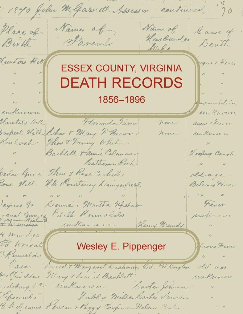 Essex County Virginia Death Records 1856-1896