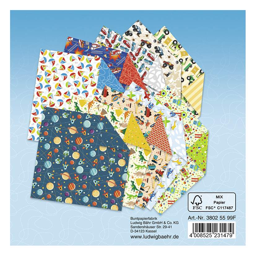 URSUS Falten Faltblätter Boys (80 g/m² 15 x 15 cm) sortiert