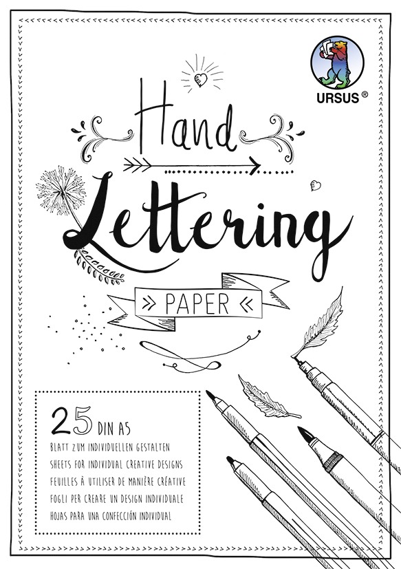 URSUS Basispapiere / Zeichen & Künstlerbedarf Handlettering-Block/Tonkarton 200 g/m² DIN A5 25 Blatt Farbe Weiß