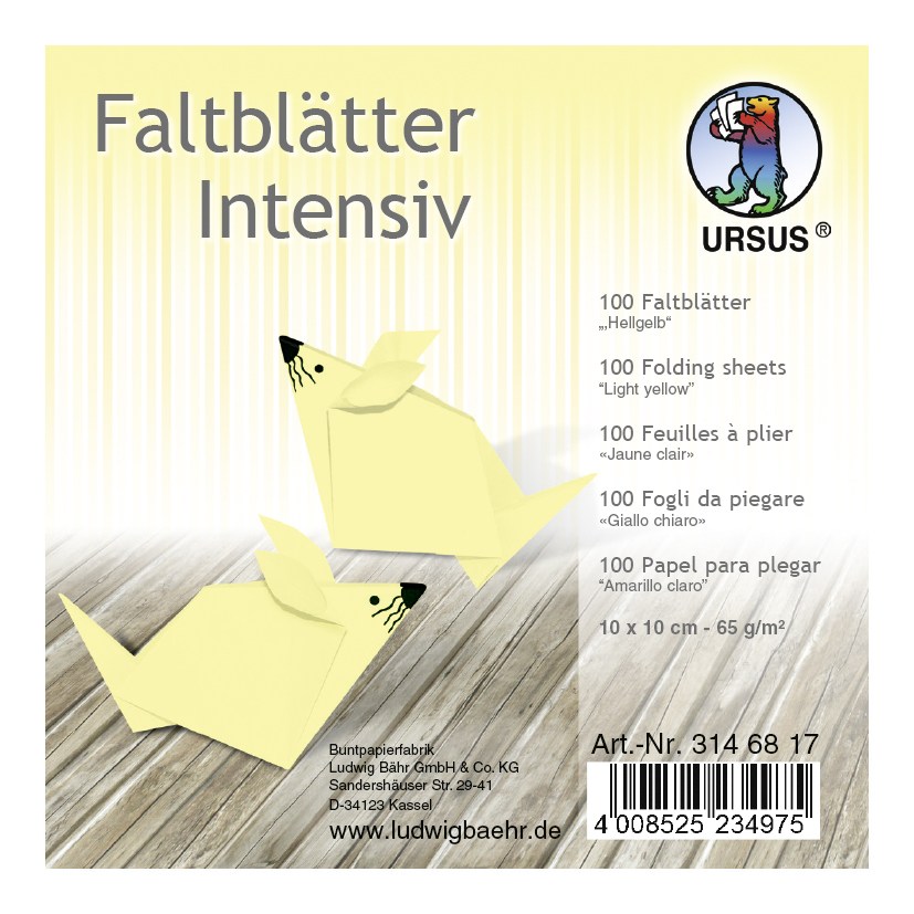 URSUS Falten Faltblätter Uni intensiv Plakatkarton 65 g/m² 10 x 10 cm hellgelb