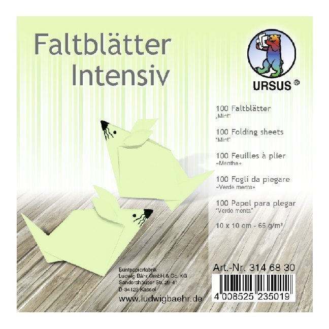 URSUS Falten Faltblätter Uni intensiv Plakatkarton 65 g/m² 10 x 10 cm mint