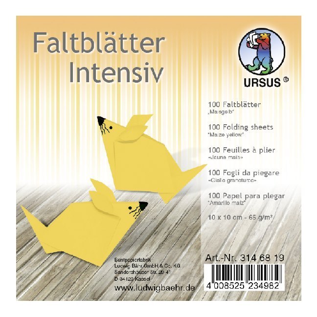 URSUS Falten Faltblätter Uni intensiv Plakatkarton 65 g/m² 10 x 10 cm maisgelb