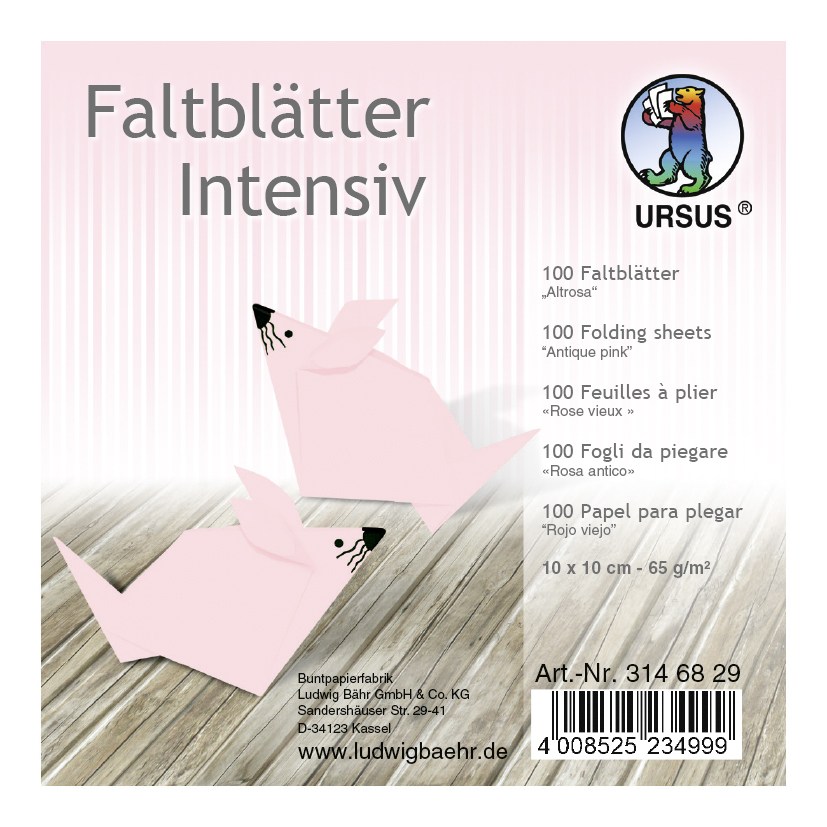 URSUS Falten Faltblätter Uni intensiv Plakatkarton 65 g/m² 10 x 10 cm altrosa
