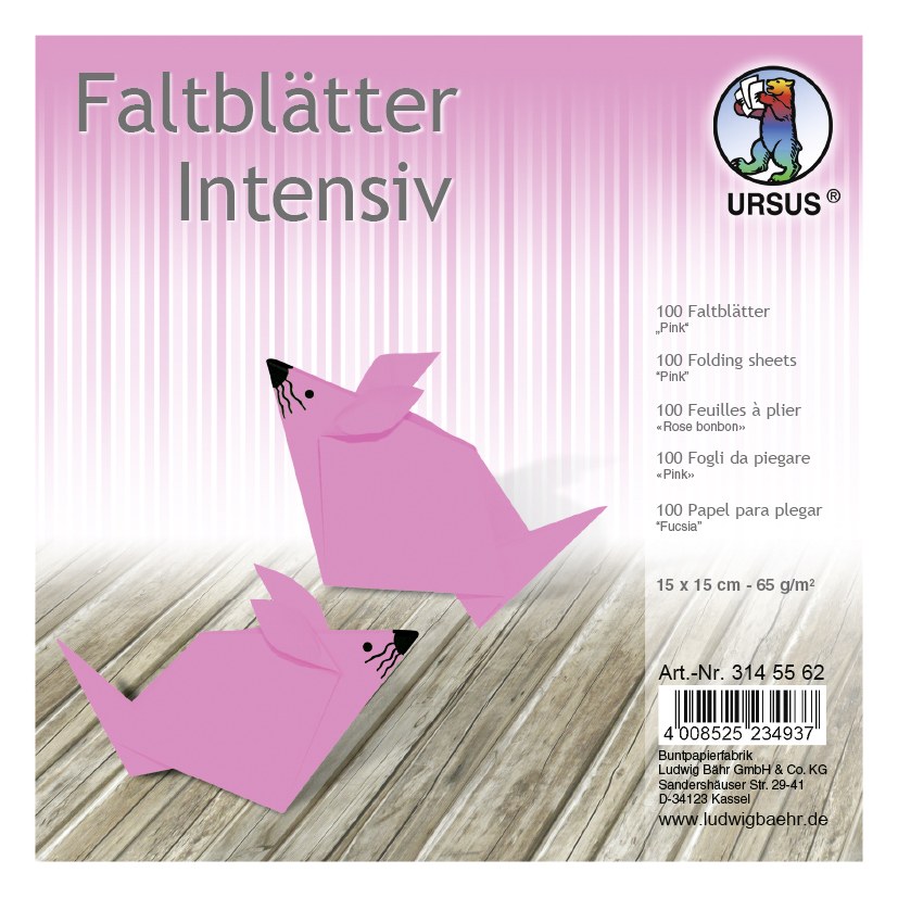 URSUS Falten Faltblätter Uni intensiv Plakatkarton 65 g/m² 15 x 15 cm pink