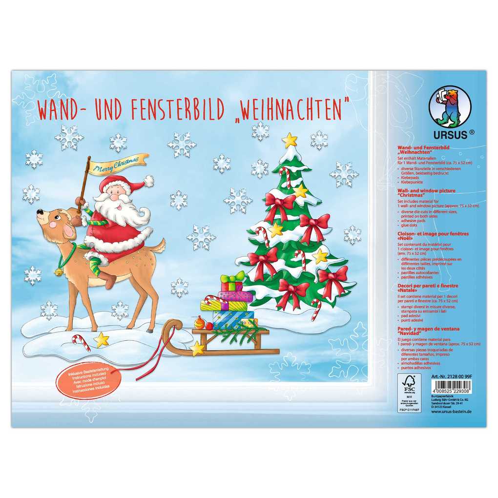 URSUS Kinder-Bastelsets Wand- und Fensterbild Weihnachten