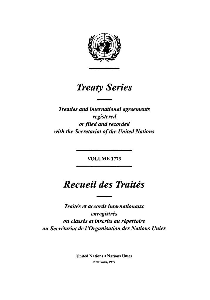 Treaty Series 1773 / Recueil des Traités 1773