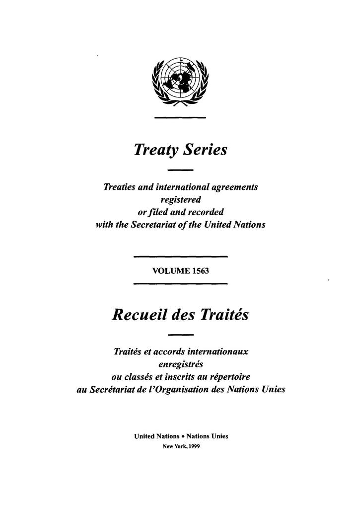 Treaty Series 1563 / Recueil des Traités 1563