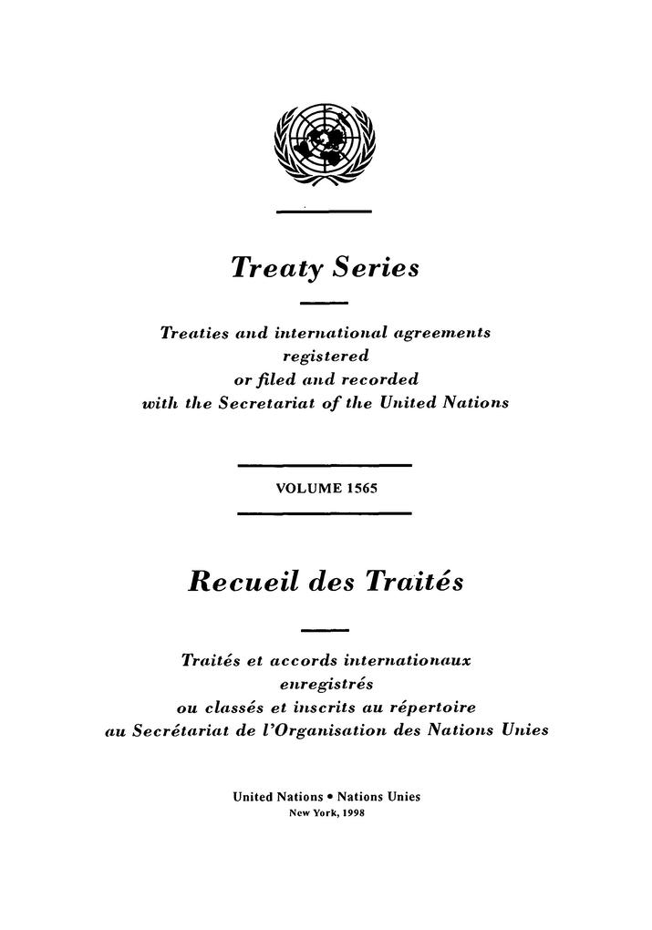 Treaty Series 1565 / Recueil des Traités 1565