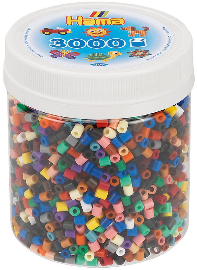 Hama 209-67 - Perlen Dose mit Midi-Bügelperlen 3000 Stück Volltonmix