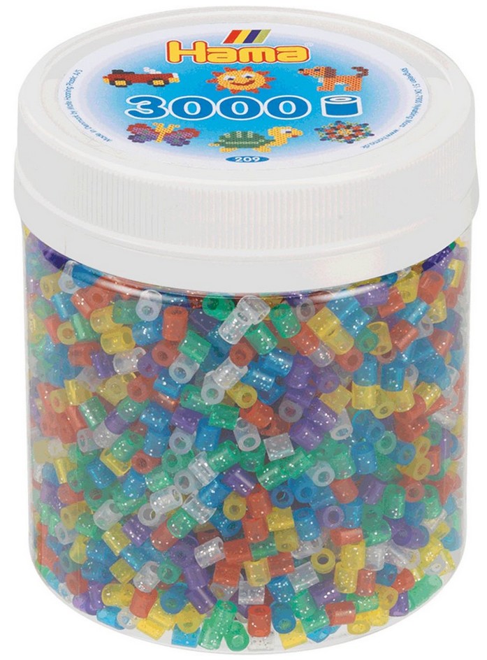 Hama 209-54 - Perlen Dose mit Midi-Bügelperlen 3000 Stück Glitter-Mix
