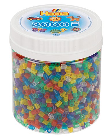 Hama 209-53 - Perlen Dose mit Bügelperlen 3000 Stück Transparent-Mix