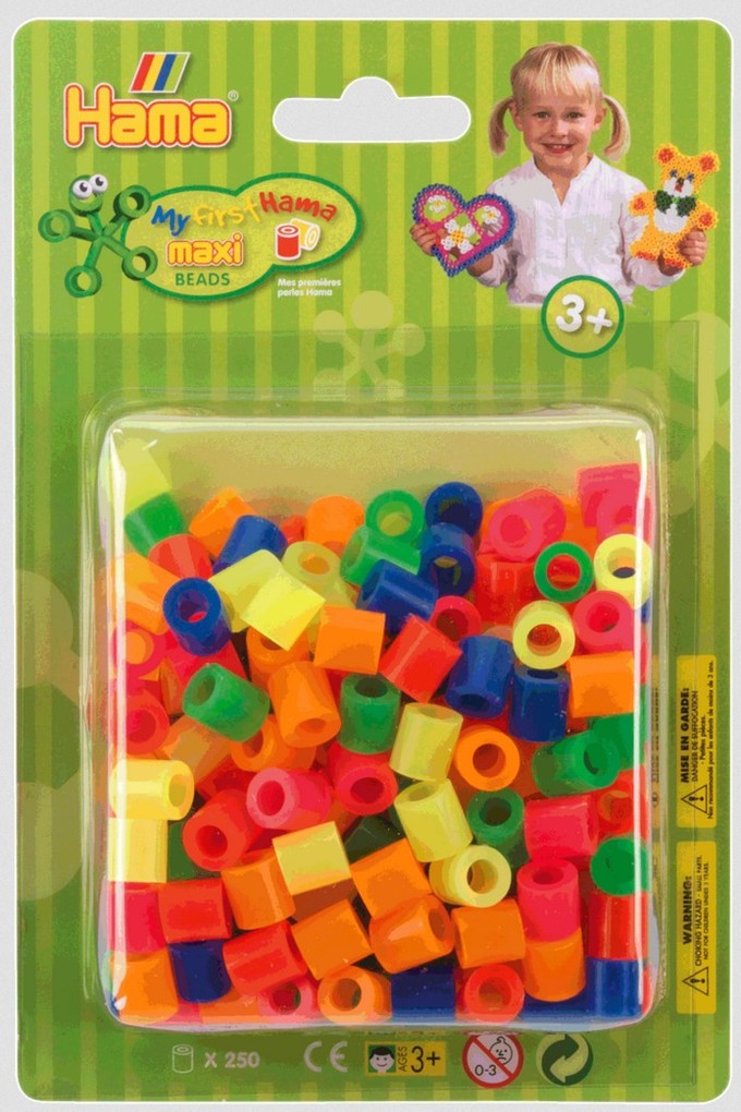 Hama 8522 - Perlen Bügelperlen Maxi 250 Stück bunt neonmix