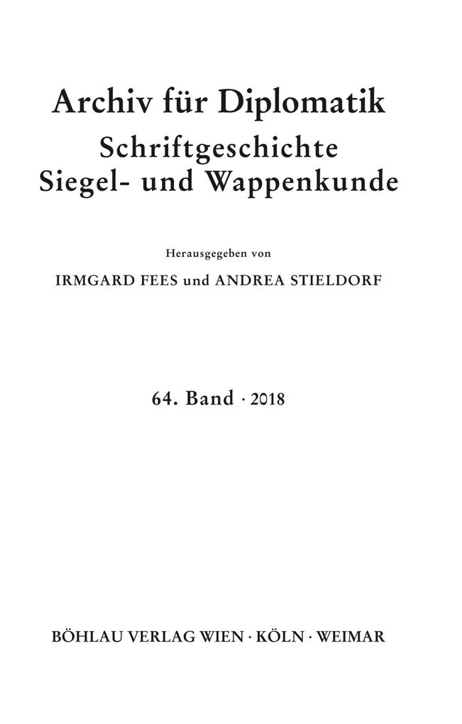 Archiv für Diplomatik Schriftgeschichte Siegel- und Wappenkunde