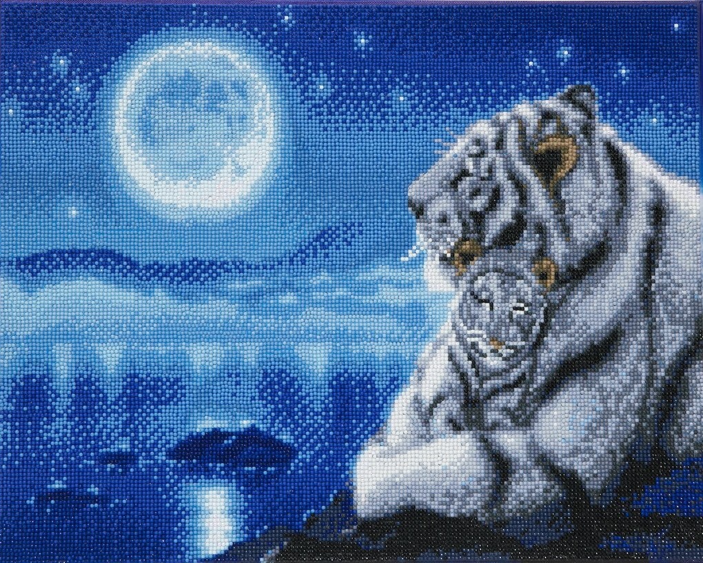 Craft Buddy CAK-KN1 - Lullaby White Tigers 40x50cm Crystal Art Kit Diamond Painting