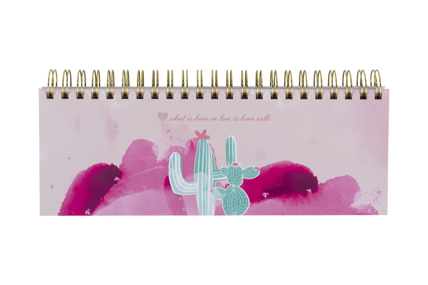Rosa Tischkalender ohne Datum Alpaka & Kaktus. Hochwertiger moderner Wochenkalender Querkalender für 52 Wochen +1. 1 Woche 2 Seiten. Verwendbar als Kalender 2022