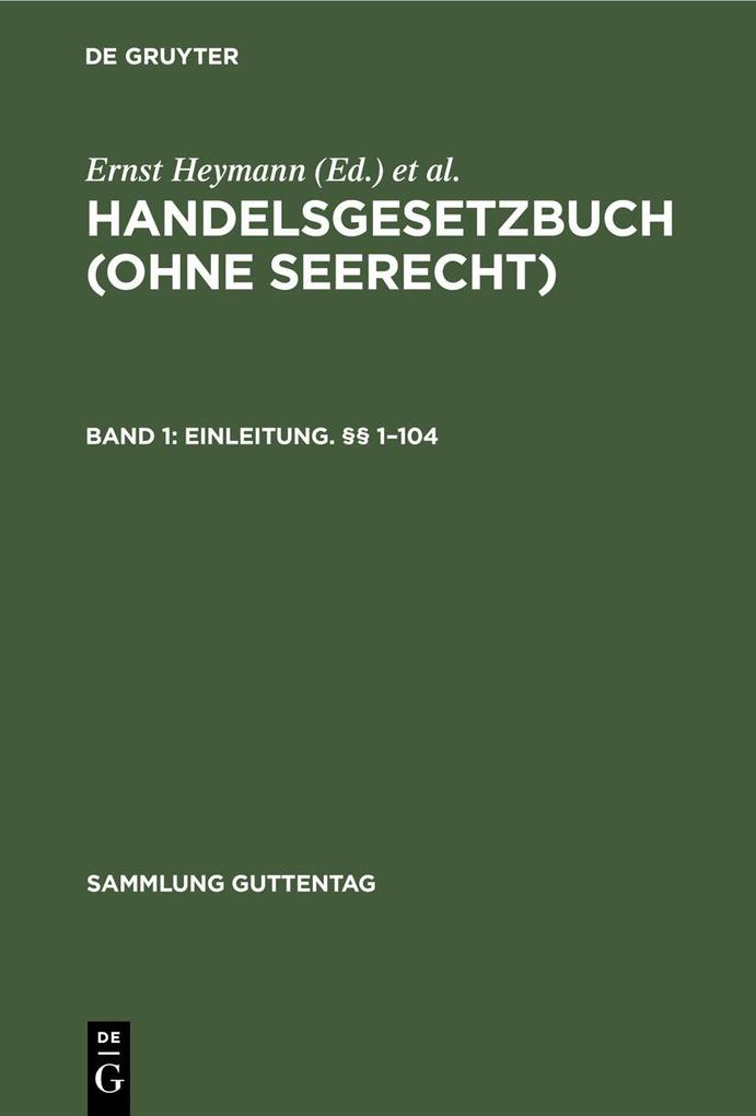 Erstes Buch: Einleitung. §§ 1-104