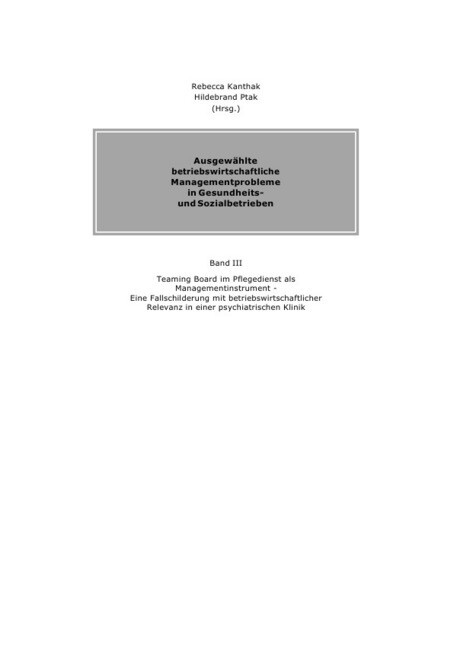 Image of Ausgewählte betriebswirtschaftliche Managementprobleme in Gesundheits- und Sozialbetrieben