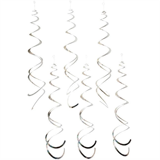 Spiral Luftschlangen Holographisch/Weiss
