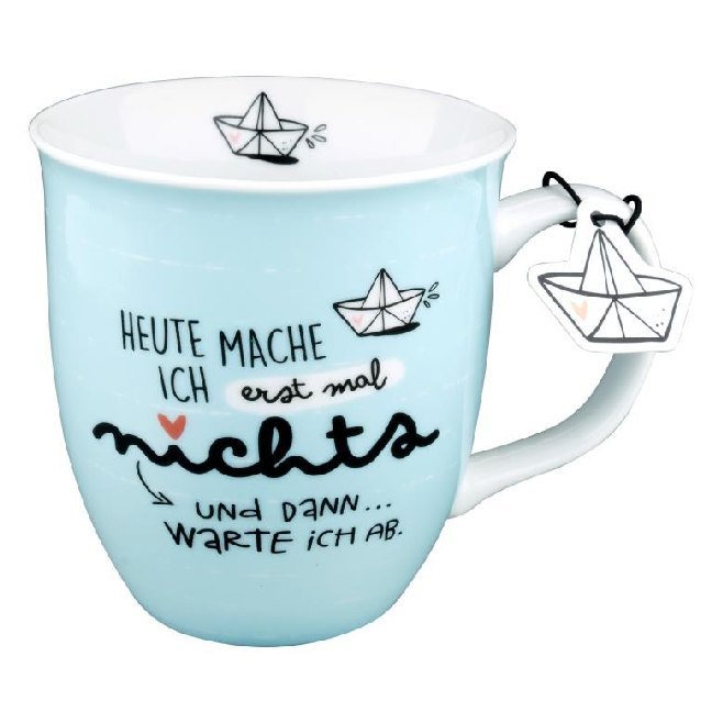 Tasse maritim mit Spruch 'Heute mache ich erstmal nichts