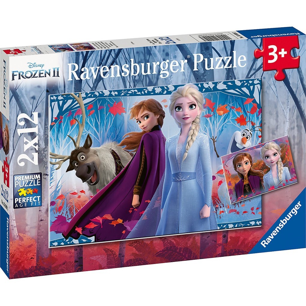 Ravensburger Kinderpuzzle - 05009 Reise ins Ungewisse - Puzzle für Kinder ab 3 Jahren mit 2x12 Teilen Puzzle mit Disney Frozen
