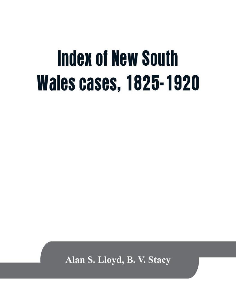 Index of New South Wales cases 1825-1920