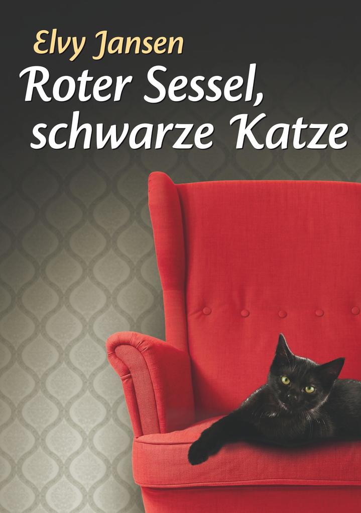 Roter Sessel schwarze Katze