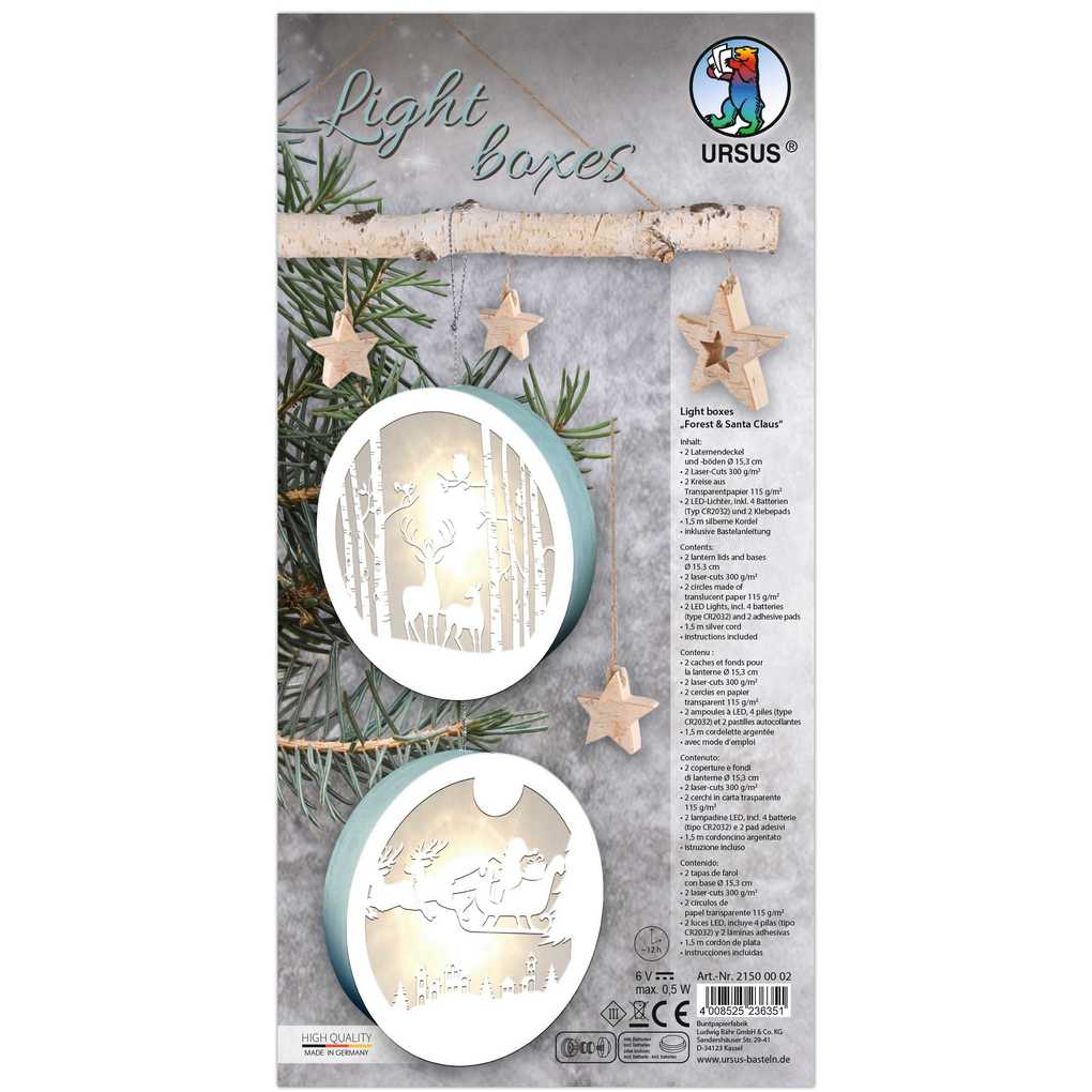 URSUS Dekorationsartikel Light Boxes Forest & Santa Claus