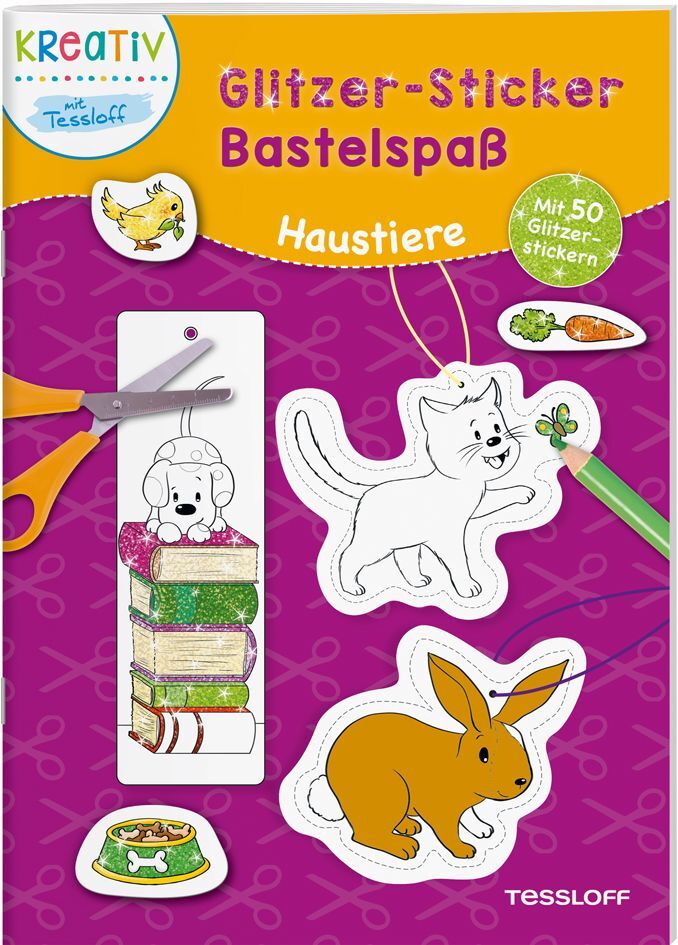 Image of Glitzer-Sticker Bastelspaß. Haustiere