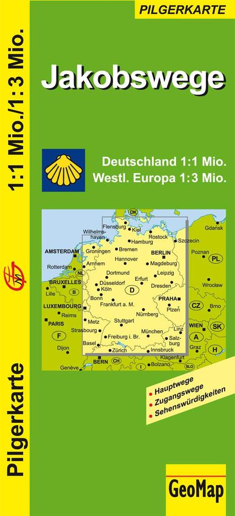 Jakobswege Deutschland und westliches Europa 1:1.000.000 / 3.000.000