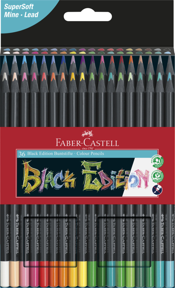 Faber-Castell Buntstifte Black Edition 36er Kartonetui