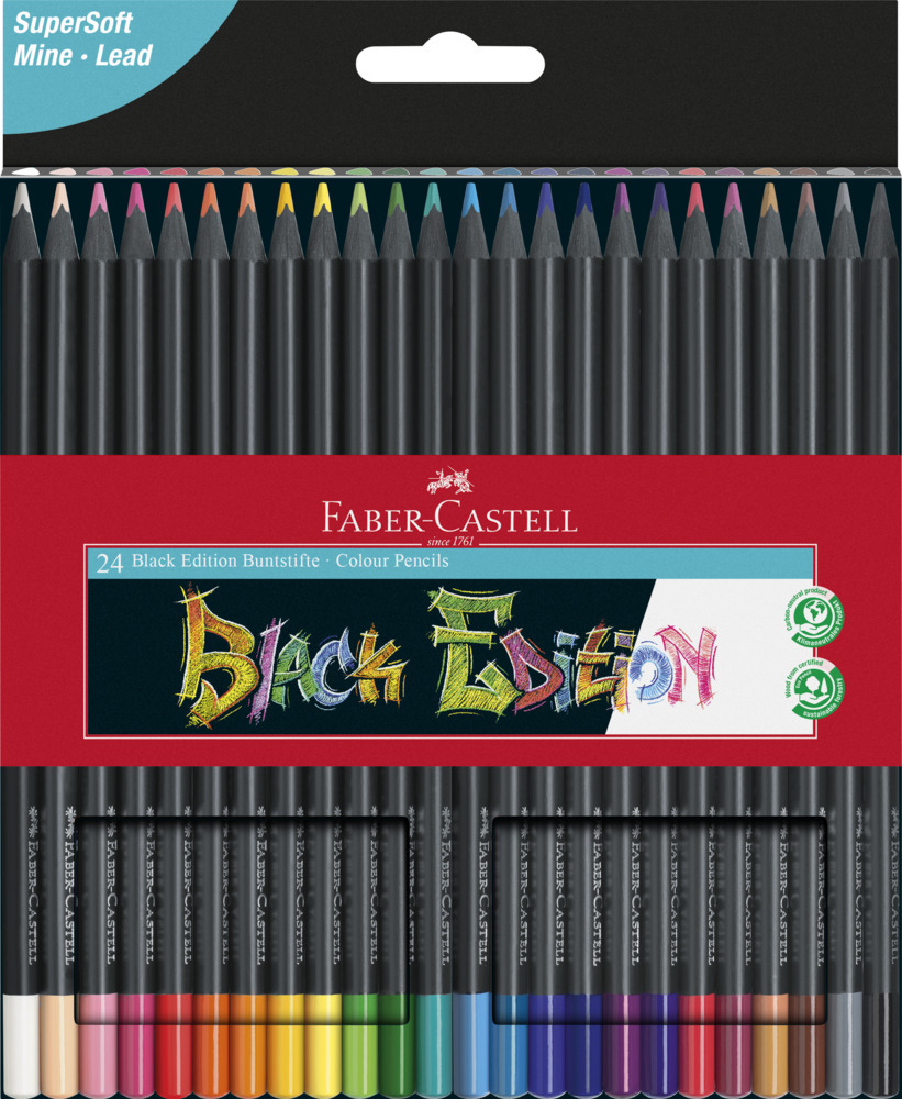 Faber Castell Black Edition Colouring Pencils Pack of 24