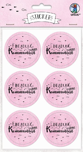 URSUS 24 Sticker Einladung zu meiner Kommunion rosa