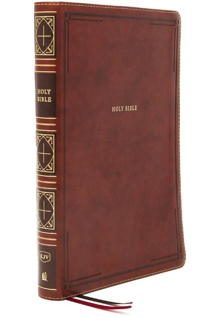 Kjv Thinline Bible Giant Print Leathersoft Brown Thumb Indexed Red Letter Edition Comfort Print