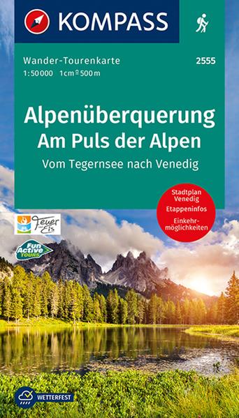 KOMPASS Wander-Tourenkarte Alpenüberquerung Am Puls der Alpen 1:50.000