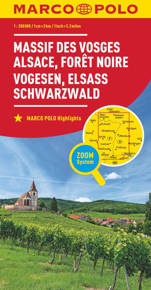 MARCO POLO Karte Frankreich Vogesen Elsass Schwarzwald 1:200 000