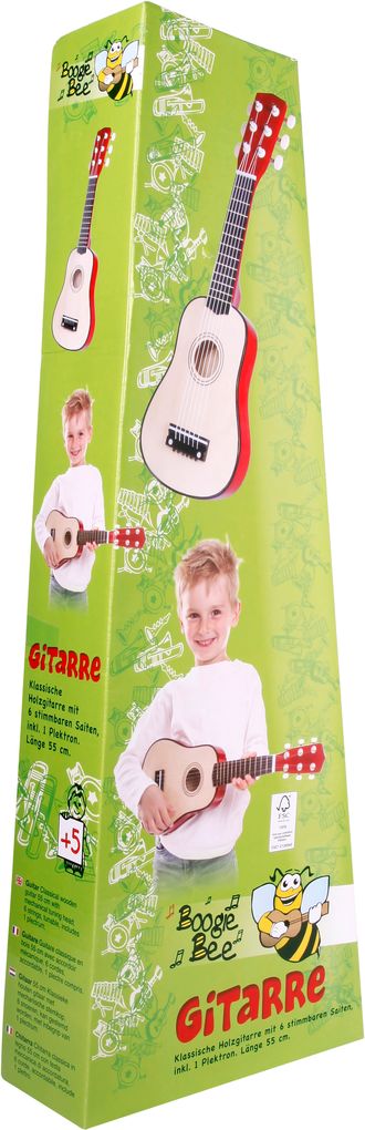 Boogie Bee Holzgitarre mit 6 Saiten 55 cm