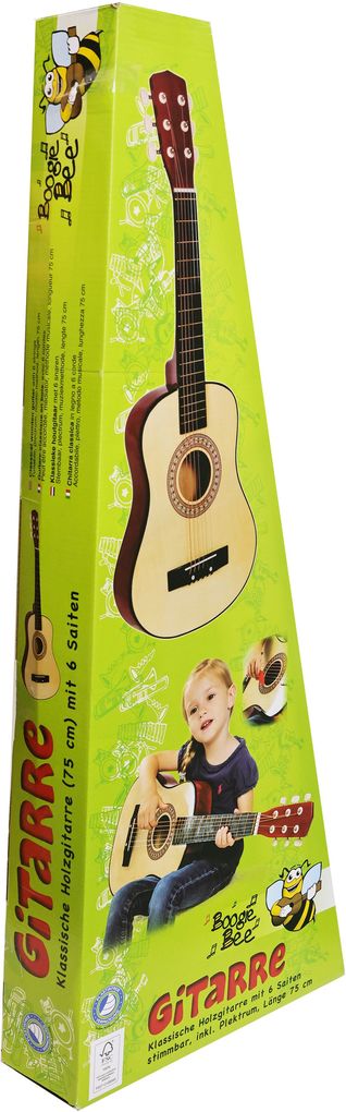 Boogie Bee Holzgitarre mit 6 Saiten 75 cm