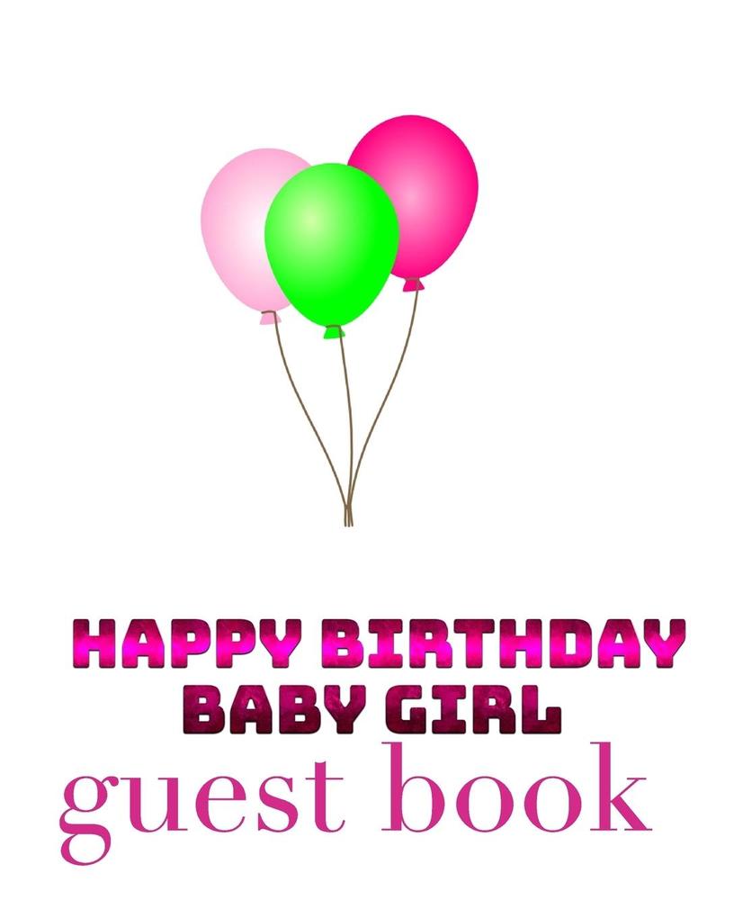 Happy Birthday Balloons Baby Girl Bank page Guest Book