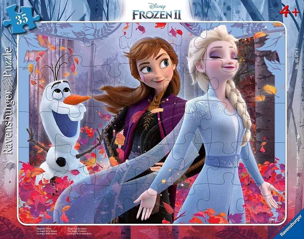 Ravensburger Kinderpuzzle - 05074 Magische Natur - Rahmenpuzzle für Kinder ab 4 Jahren Disney Frozen Puzzle mit Anna und Elsa mit 35 Teilen