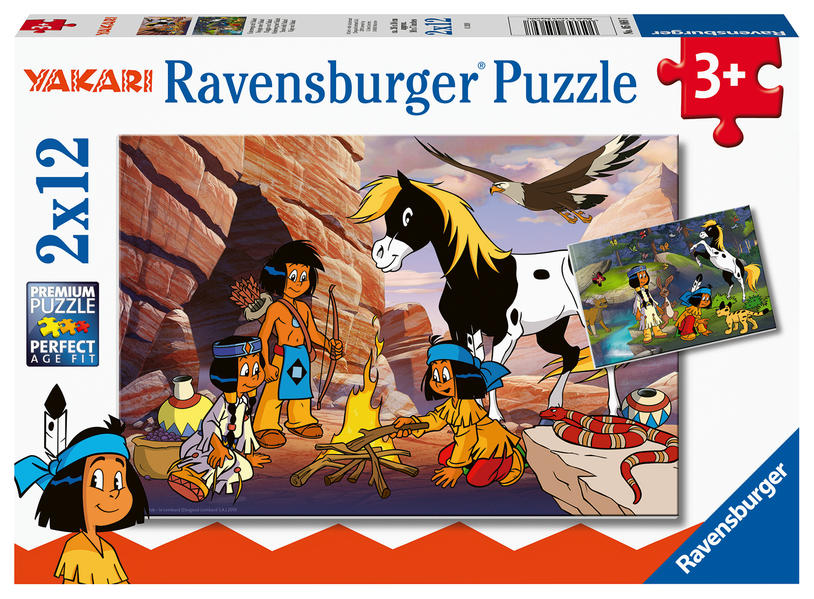 Ravensburger Kinderpuzzle - 05069 Unterwegs mit Yakari - Puzzle für Kinder ab 3 Jahren mit 2x12 Teilen