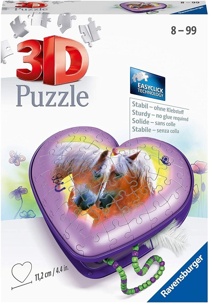 Image of 3D-Puzzle Herzschatulle Pferde, 54 Teile