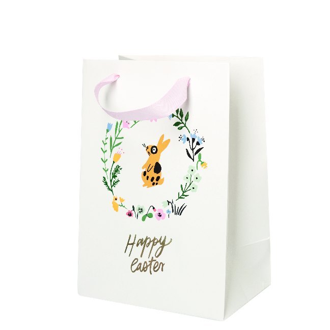 Geschenktüte Ostern Blumenkranz/Hase M FSC Mix