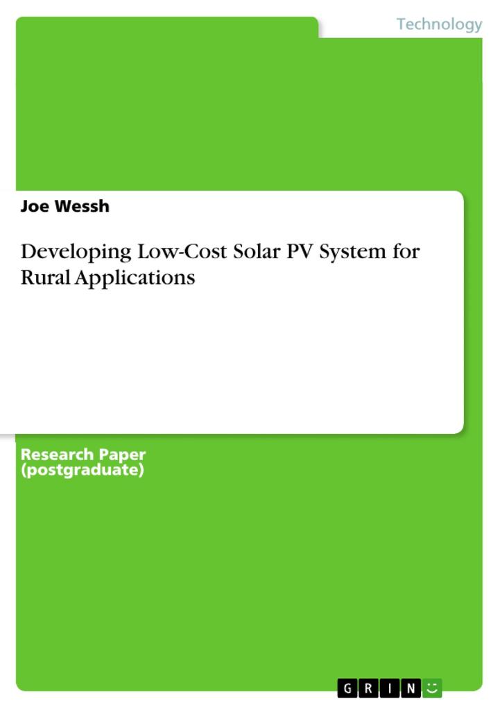 Developing Low-Cost Solar PV System for Rural Applications