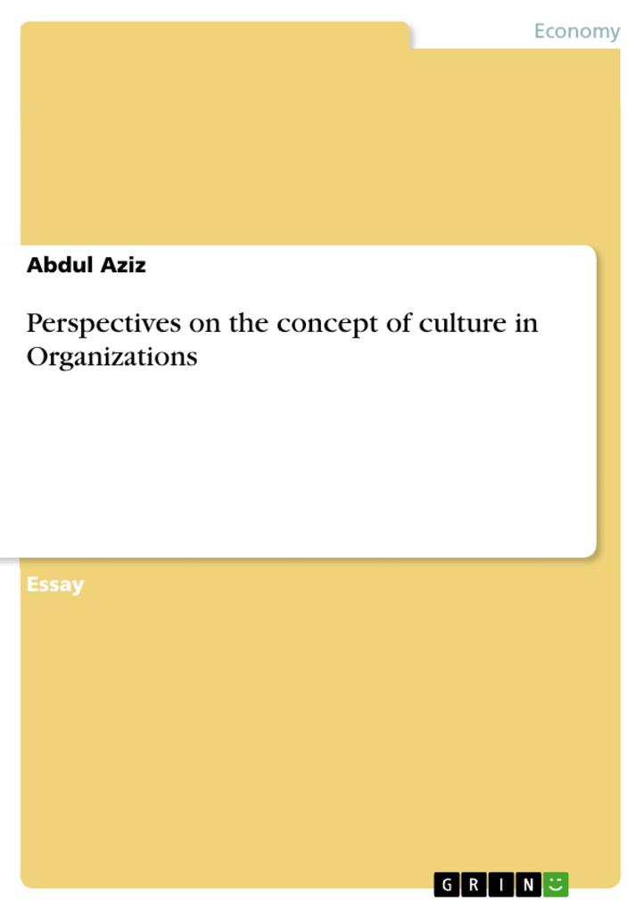 Perspectives on the concept of culture in Organizations