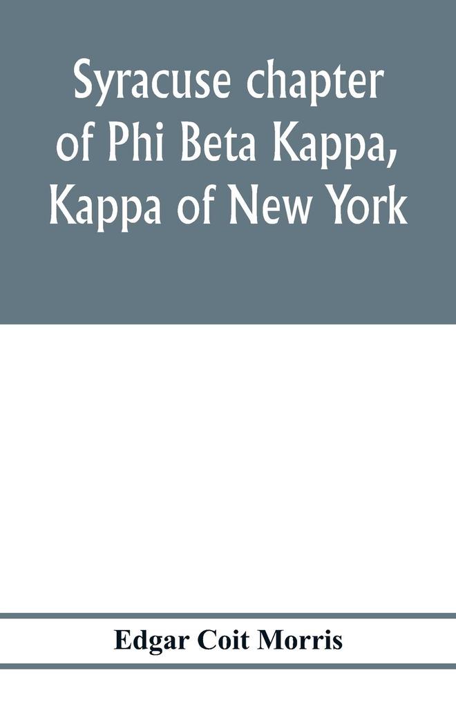 Syracuse chapter of Phi Beta Kappa Kappa of New York