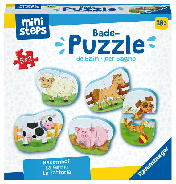 Image of Ravensburger ministeps 4167 Bade-Puzzle Bauernhof - Badespielzeug Spielzeug ab 18 Monate