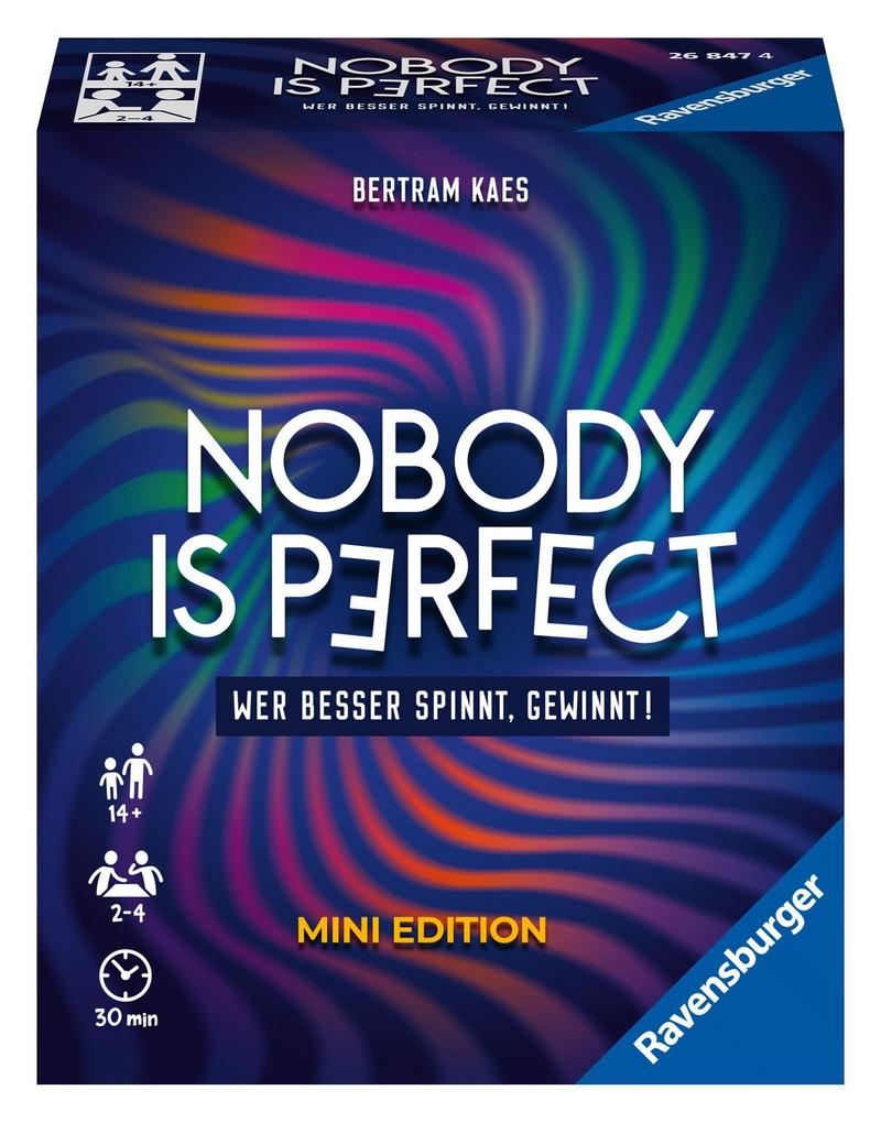 Ravensburger 26847 - Nobody is perfect Mini Edition - Kommunikatives Kartenspiel für die ganze Familie Spiel für Erwachsene und Jugendliche ab 14 Jahren für 2-4 Spieler