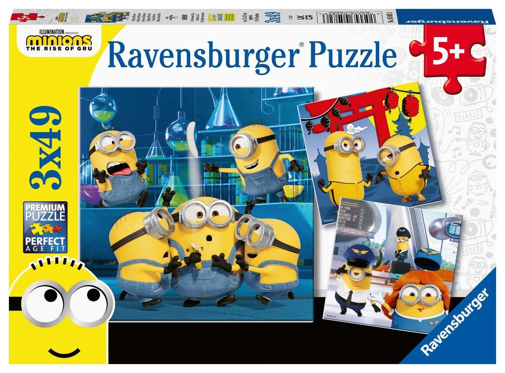 Ravensburger Kinderpuzzle - 05082 Witzige Minions - Puzzle für Kinder ab 5 Jahren mit 3x49 Teilen